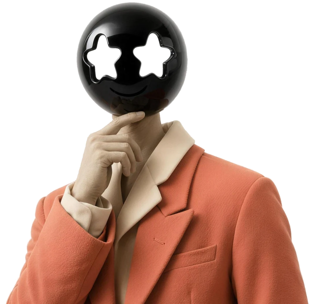 The GRAPHIQ smiley in a clay suit